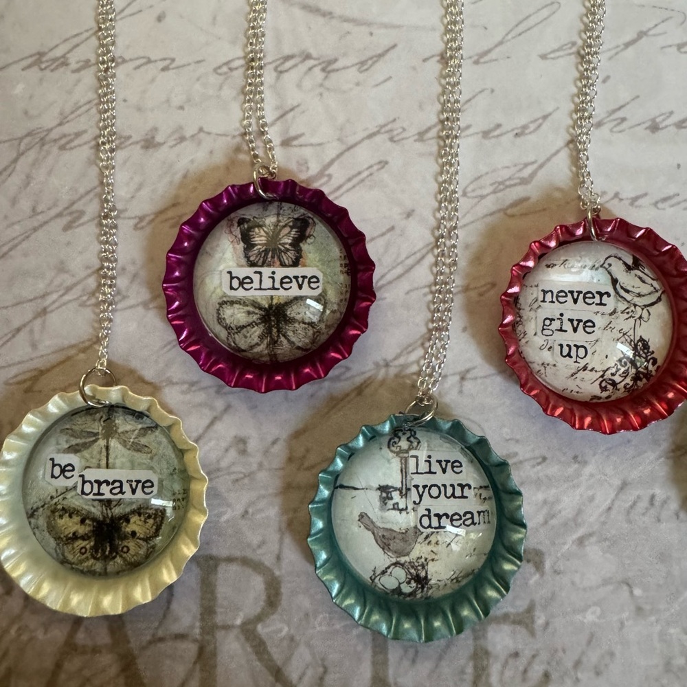 Glass Bottle-Cap Necklace🌸Inspirational 🌸Handmade. - Picture 5 of 6